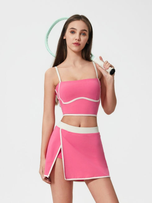 Millennia Contrast Trim Square Neck Active Cami with Detachable Chest Pads - Odaingerous